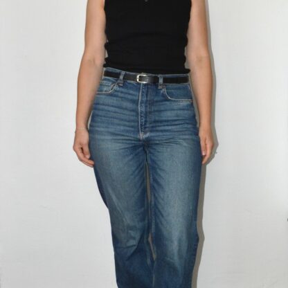 Slim leather belt black