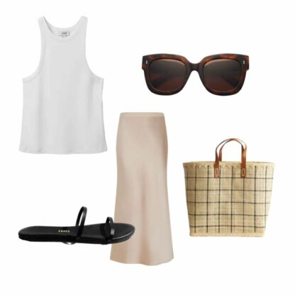 satin skirt neutral